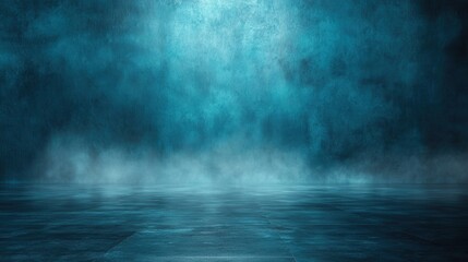 Dark blue room interior with deep blue floor and soft sunlight creating a calm and contemporary ambiance for modern spaces