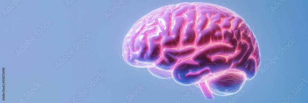Aufkleber Neurotech Horizons Luminescent Brain Visualization Mapping Cognitive Innovation in Augmented Intelligence - Future of Neurological Research and Digital Transformation