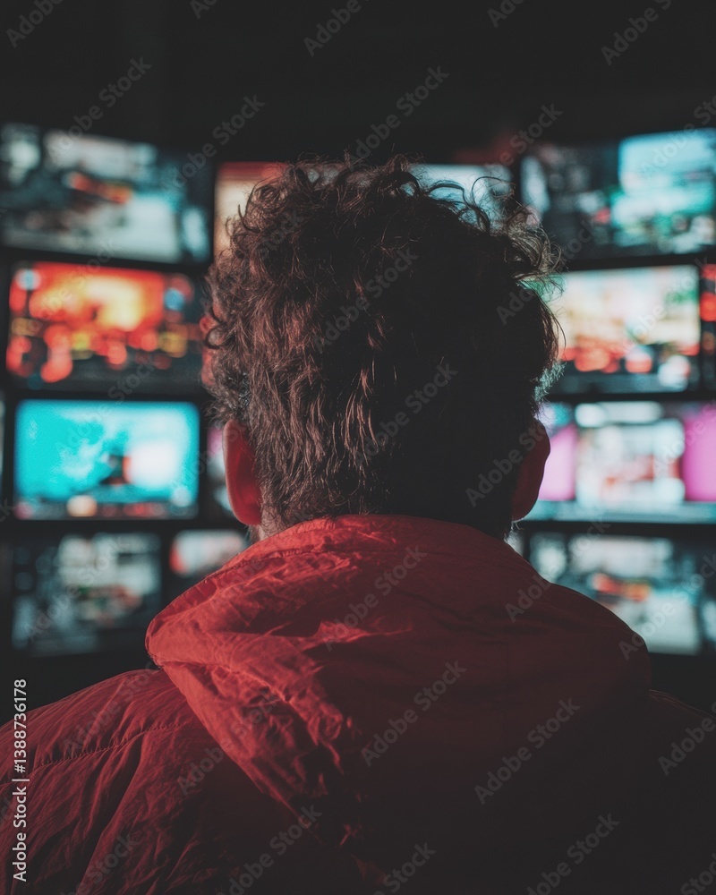Fototapete Immersive Digital Command Hub Next-Gen Media Monitoring Visualization with AI-Driven Content Distribution and Synchronized Multi-Screen Workflow Optimization