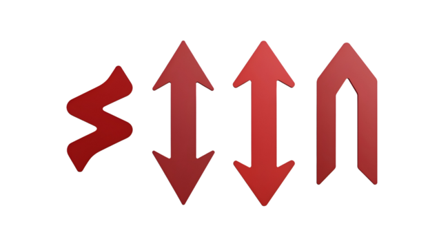 Assorted red arrows with sharp and curved tips, minimalistic direction indicators in a vector-inspired PNG set with transparency - Powered by Adobe