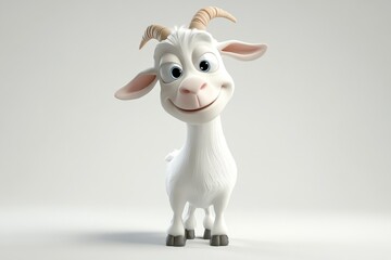 Cartoon Goat Smiling Standing Isolated on White Background Stock Illustration