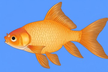 Bright orange fish with flowing fins swimming