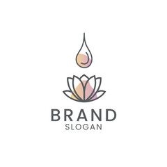 Elegant lotus and droplet logo symbolizing purity, wellness, and natural skincare — ideal for spa, beauty, or organic product brands.