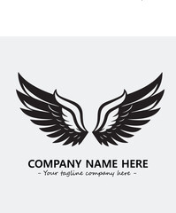 Wing illustration black and white for logo company vector image	
