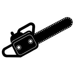 Electric Chainsaw Vector Illustration Black Silhouette Style Isolated on Clear Background for Print, Web, and Digital Artwork