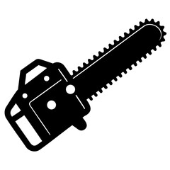 High-Quality Black Silhouette of Electric Chainsaw Vector Isolated PNG on Transparent Background for DIY and Construction Themes
