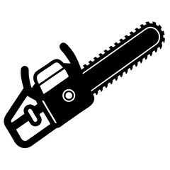 Electric Chainsaw Silhouette Vector Illustration Black Outline Isolated on Transparent Background for Graphic Design