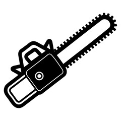 High-Quality Black Silhouette of Electric Chainsaw Vector Isolated PNG on Transparent Background for DIY and Construction Themes