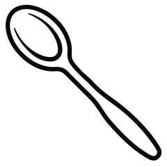 Simple Spoon Vector Line Art.