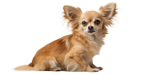 Charming Chihuahua: A captivating portrait of a fluffy, long-haired Chihuahua, with its alert expression and endearing features.