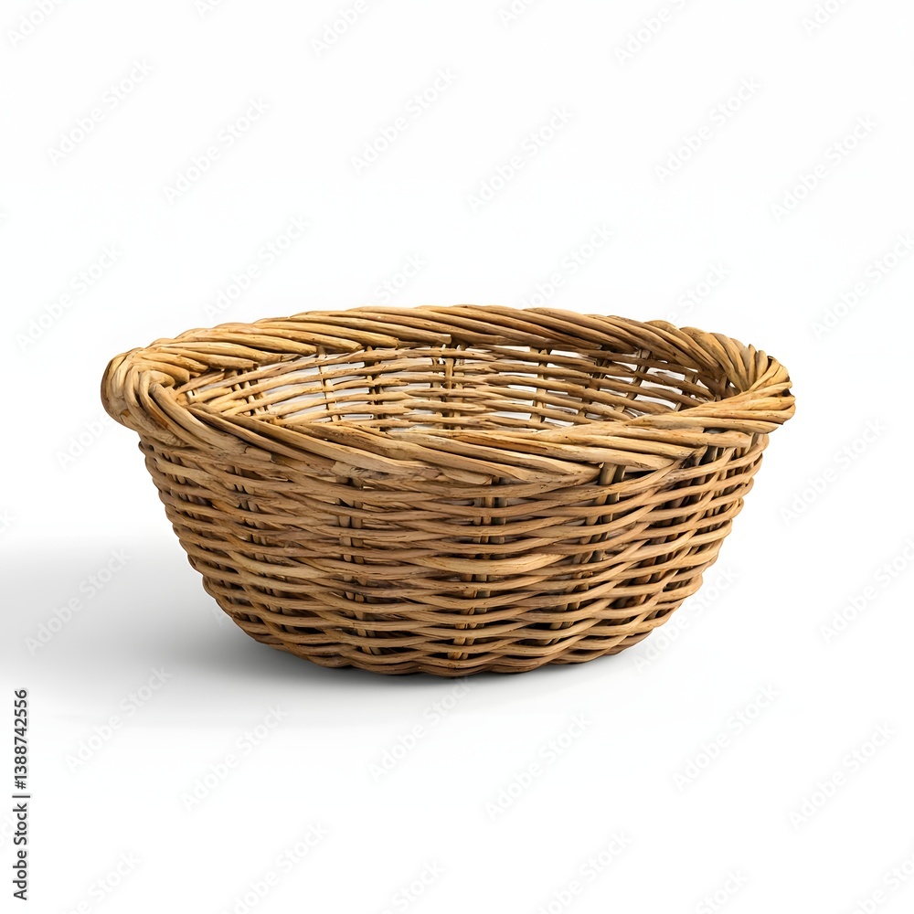 Poster handwoven wicker basket in a studio mockup setting