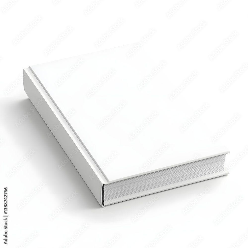 Leinwandbilder A 3D rendering of a blank book stand on a pure white background  long title A 3D rendering of a plain hardcover book or notebook stand isolated on a