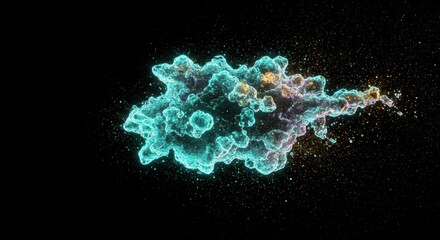 Abstract Cosmic Nebula Explosion Glowing Energy Particles in Space Digital Art