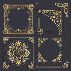 set of vintage gold frames and corners