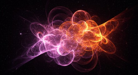 Obraz premium Abstract Cosmic Nebula: Glowing Plasma Clouds in a Dark Universe