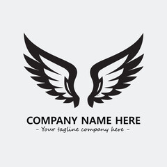 Wing illustration black and white for logo company vector image	
