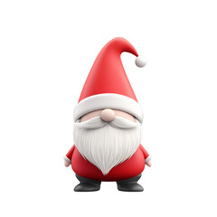 Cheerful Santa Gnome Joyfully Poses Against White Background. AI Generated