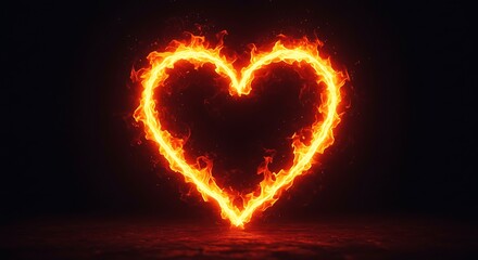 Fototapeta premium Fiery Heart: Burning Passion, 3D Render AI Generated