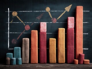 Colorful Growth Bar Graph Representation on Chalkboard Background