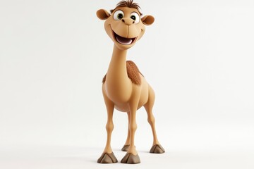 Cartoon Camel Standing and Smiling on a White Background Illustration