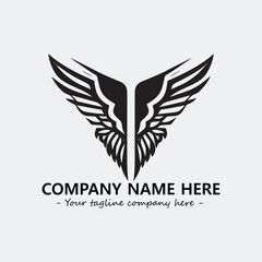 Wing illustration black and white for logo company vector image	
