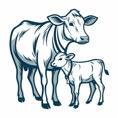 Create a bold, vector illustration of a standing calf, showcasing strong outlines and clean lines.  Include detailed musculature.