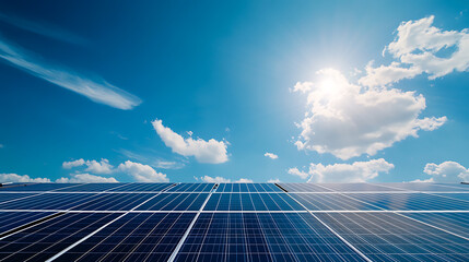 A renewable energy engineer developing advanced solar panel technology for energy efficiency, solar farm with solar panels and sunlight data visible, High-tech style