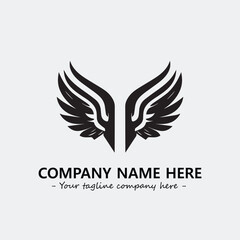 Wing illustration black and white for logo company vector image	
