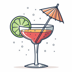 Create a bold, vector illustration of a classic cocktail glass with a single, prominent ice cube inside.  Ensure clean lines and strong stroke weight.