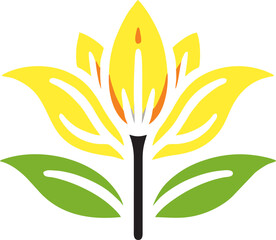 Elegant Yellow Lotus Flower Design, his elegant design features a stylized lotus flower in bright yellow and orange hues, with sharp, flowing petals that gracefully open outward.