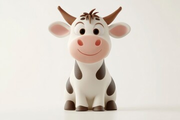 Cartoon Cow Sitting with Spots Cute Animal Farm Character Design