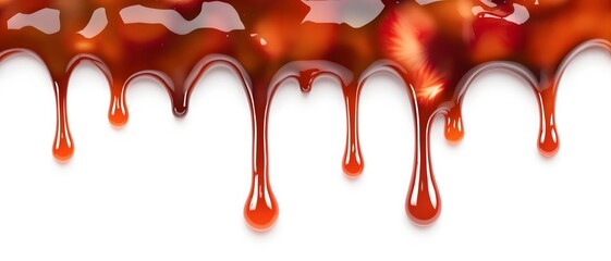 Dripping Fruit Mousse Glaze dripping from top area on white background