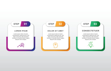 Infographic design template. Concept of 3 steps to business growth. Vector illustration