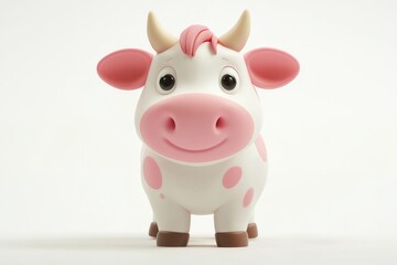 Cute Cartoon Cow Standing on a White Background for Children's Illustration