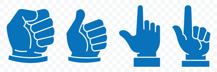 Fototapeta premium Human hand icon. Cartoon hand palms gestures flat vector illustration set. 