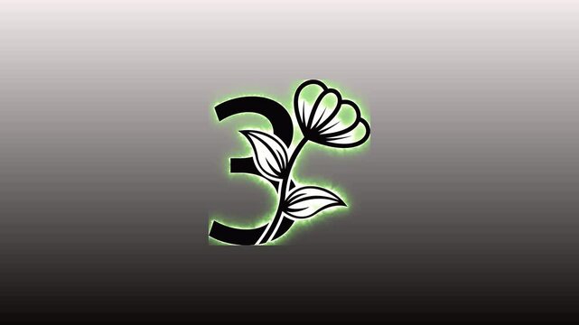 spring flower icon with letters, animation on white screen background repeating motion