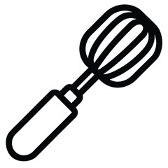 Whisk Vector Simple Line Icon.