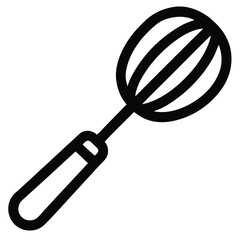 Whisk Vector Simple Line Icon.