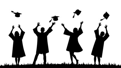 Graduation Silhouette, Graduate Jump, Graduation Clipart, Silhouette Graduation, Jumping Graduates, Cap And Gown Silhouette, Celebrating Graduation, Student Silhouette, Graduation Art, College Graduat