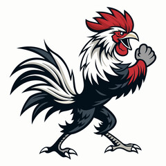 Create a bold, vector illustration of a powerful kangaroo engaging in fierce combat, emphasizing strong lines and dynamic pose.