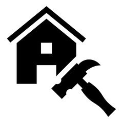 House repair tools solid icon, representing maintenance, home improvement, and handyman services. Symbolizes construction, DIY projects, renovation, and home repairs.