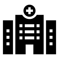 Obraz premium Hospital solid icon for healthcare facilities and medical services