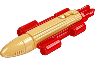 Realistic 3D Render Of A Red And Yellow Rocket Isolated On Transparent Background