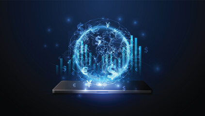 Obraz premium Global Digital Finance and Cryptocurrency Market Concept. vector illustration