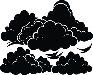 clouds black and white silhouette vector design