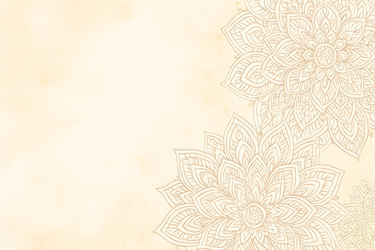 Elegant Beige Background with Ornamental Floral Mandala Design Pattern