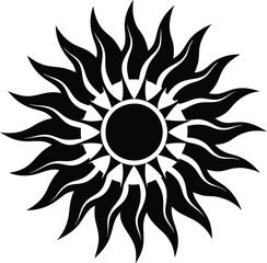 sun black and white silhouette vector design