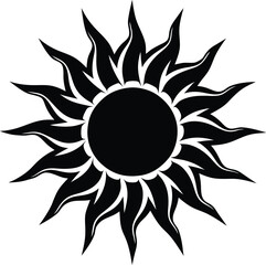sun black and white silhouette vector design