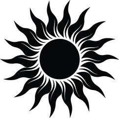 sun black and white silhouette vector design