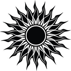 sun black and white silhouette vector design